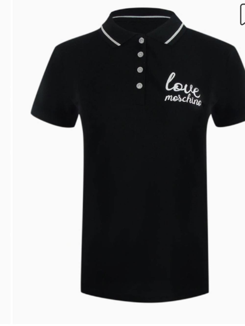 Love Moschino Black Polo Top with White Script